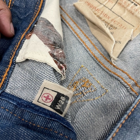 Tough JeanSmith vintage men size 28 patchwork embellished/whiskering jeans - Picture 8 of 12